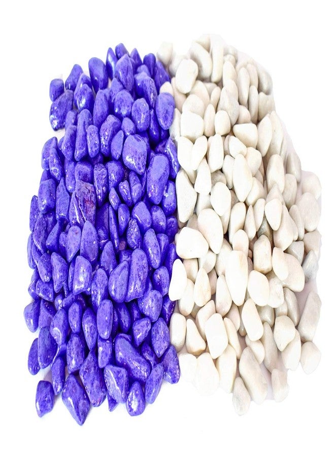 Power Stone Decorative Coloured Asymmetric Marble Stone Pebbles for Vase Filler Plant Pots Home Aquarium Fish Tanks Landscape Outdoor Garden Decoration (Purple & White, 2Kg) - Image 2